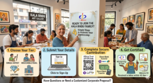 4 Simple Steps to Activate Your Membership: 1. Choose Your Tier: Select the plan that matches your goals (Single Artist, Household/Dual, Lifetime, or Company). 2. Submit Your Details: Click the respective sign-up button below to fill out your contact and professional information. 3. Complete Secure Contribution: Make your membership payment using our official Trust UPI QR Code or via Direct Bank Transfer. 4. Get Certified: Receive your digital Membership ID Card, official Certificate, and Welcome Kit in your inbox within 48 hours. Have Questions or Need a Customized Corporate Proposal? Find out everything you need to know about accessibility and facilities at the Kala Bindu Trust Art and Cultural Organisation . If you have questions, comments or suggestions about our facilities, please call us on +(91) 7766030611 or email – kalabinduart@gmail.com